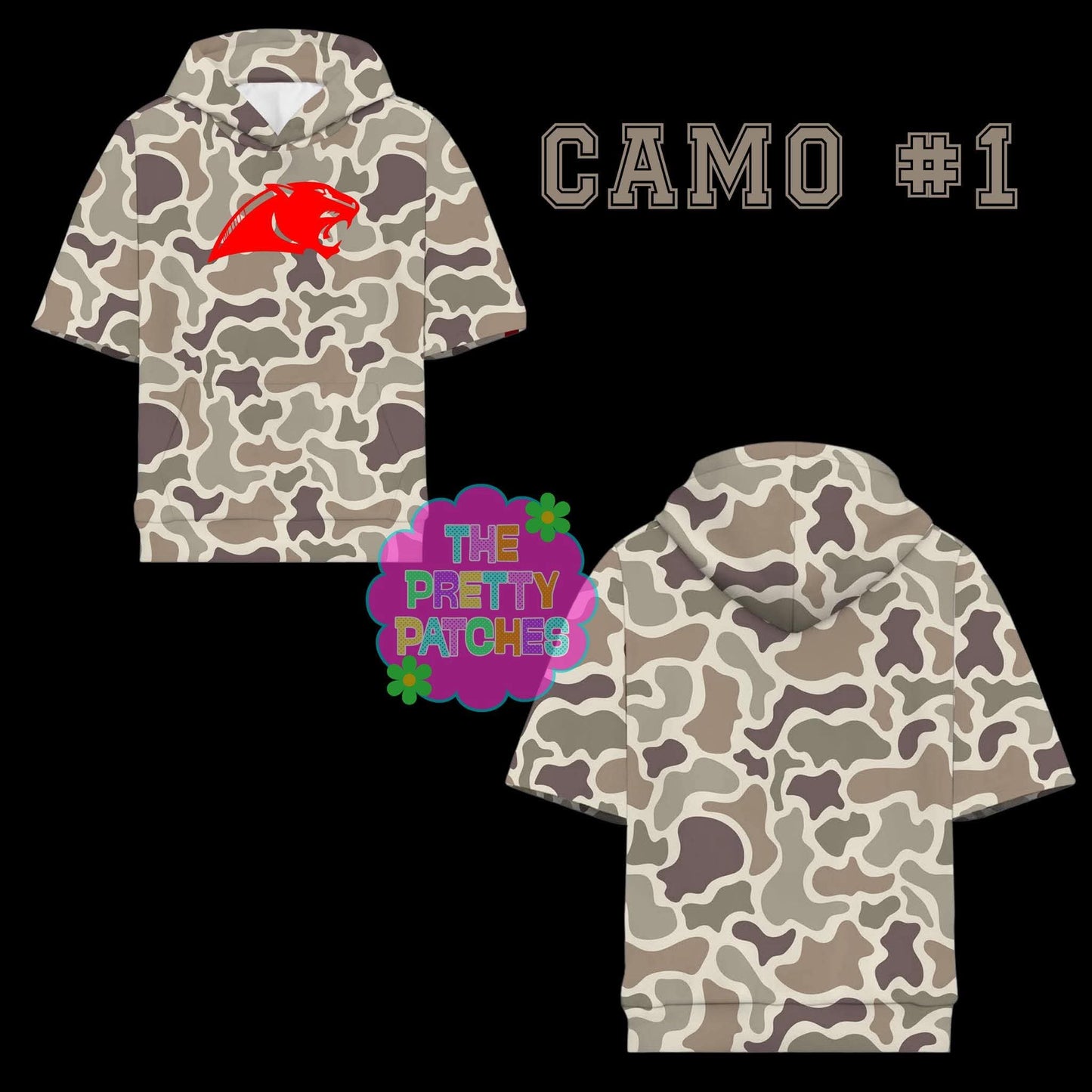 Camo Hooded Tee- (BURTON PANTHERS)- YOUTH - PREORDER- HAPPY DAYS- 081726KB