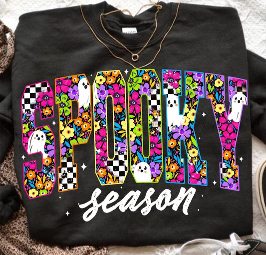 Spooky Season with big, bold, Neon Letters - T SHIRT - (Jerzee/Gildan)