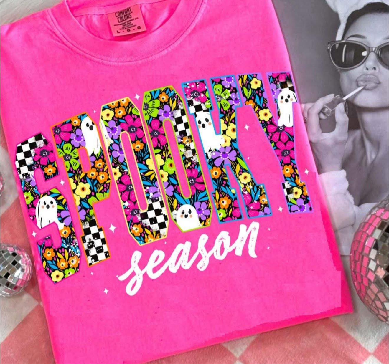 Spooky Season with big, bold, Neon Letters - T SHIRT - (Jerzee/Gildan)