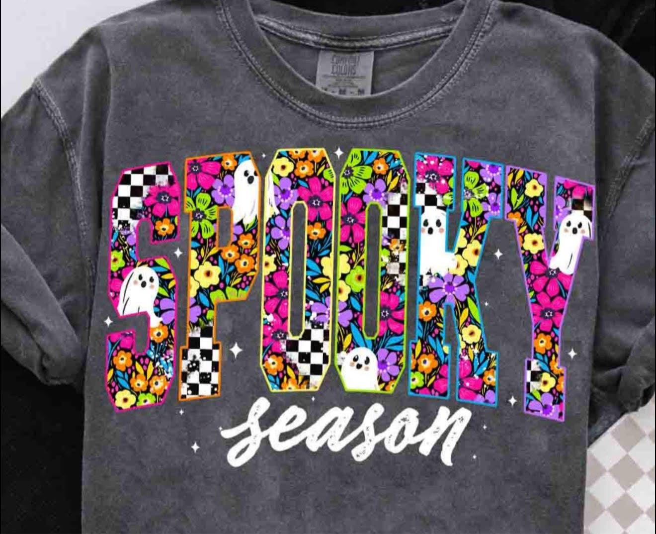 Spooky Season with big, bold, Neon Letters - T SHIRT - (Jerzee/Gildan)