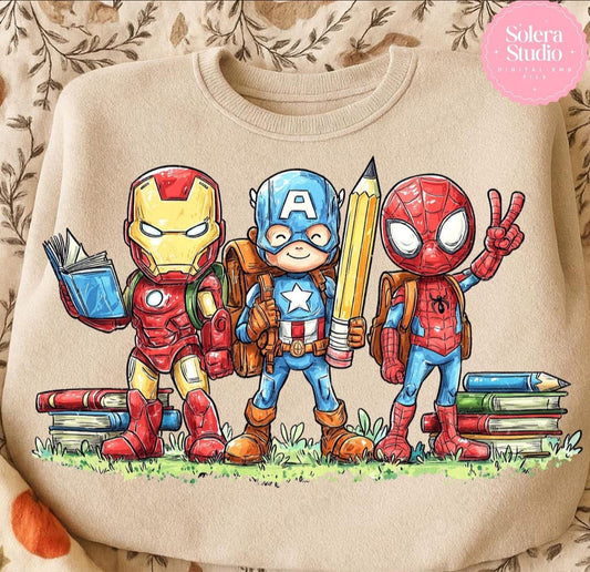 Baby Marvel with Books, Pencils & Backpack - T SHIRT - (Comfort Color)