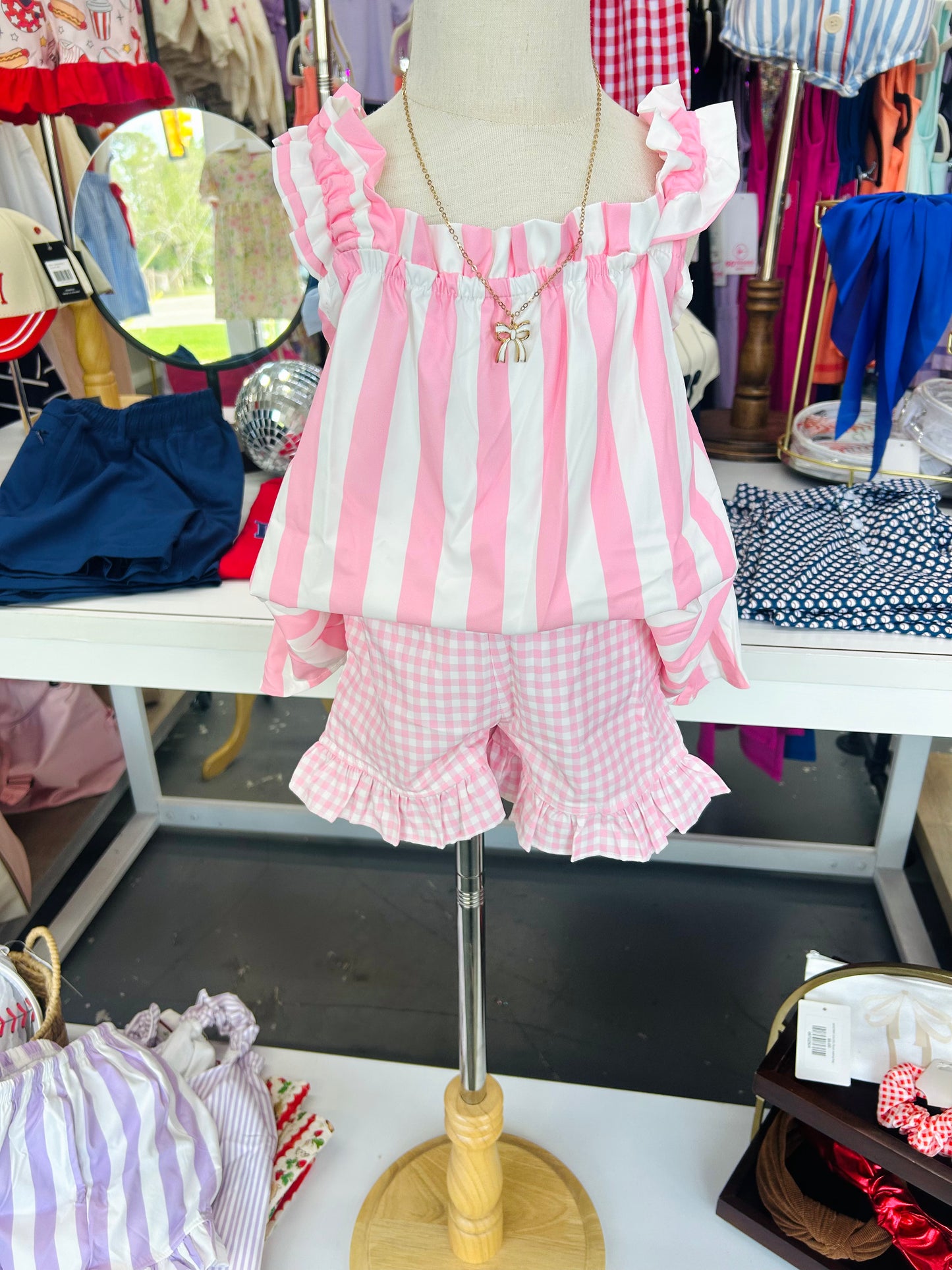 Spring Gingham And Stripes Pink Set-033126br3
