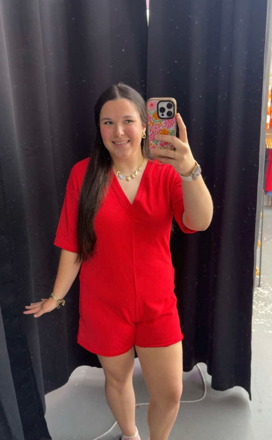 LAS SOLID COLOR RAW EDGE POCKETED LOOSE ROMPER-060826MG3
