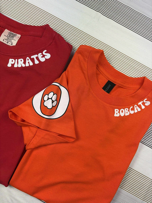 Bobcats around Collar & Logo on arm - T SHIRT - (Jerzee/Gildan)