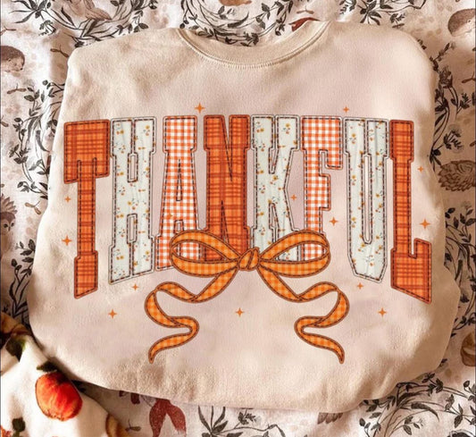 Thankful - Fall Vibes with Bow - T SHIRT - (Comfort Color)