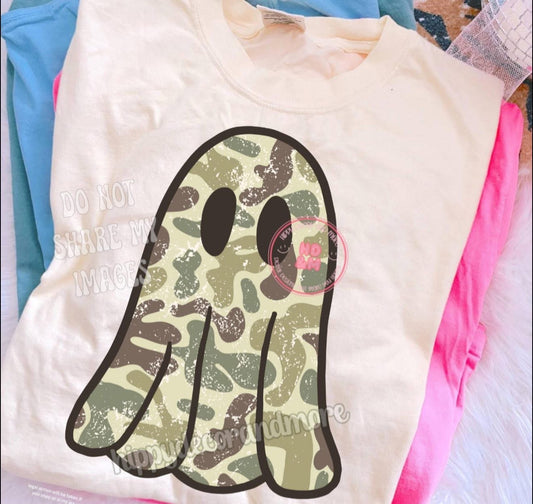 Camo Ghost - T SHIRT - (Jerzee/Gildan)