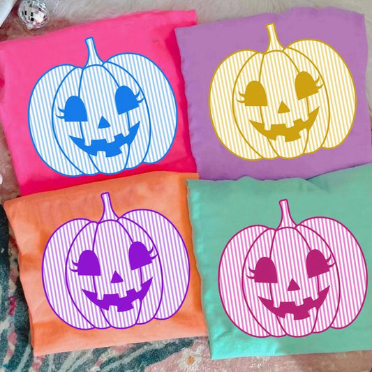 Striped Colorful Pumpkins - T SHIRT - (Comfort Color)