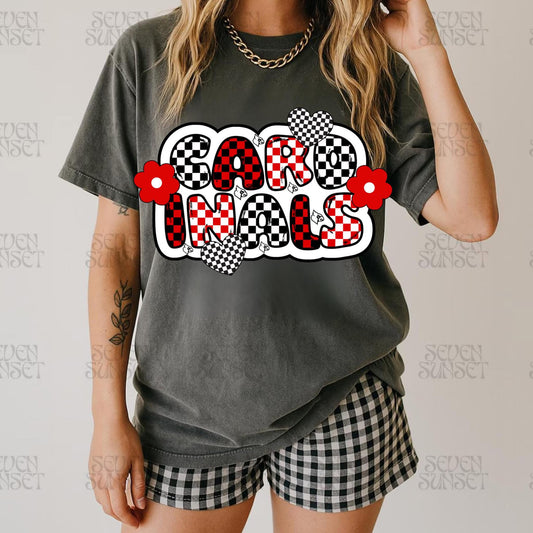B&W & R&W Checkered Cardinals - T SHIRT - (Comfort Color)