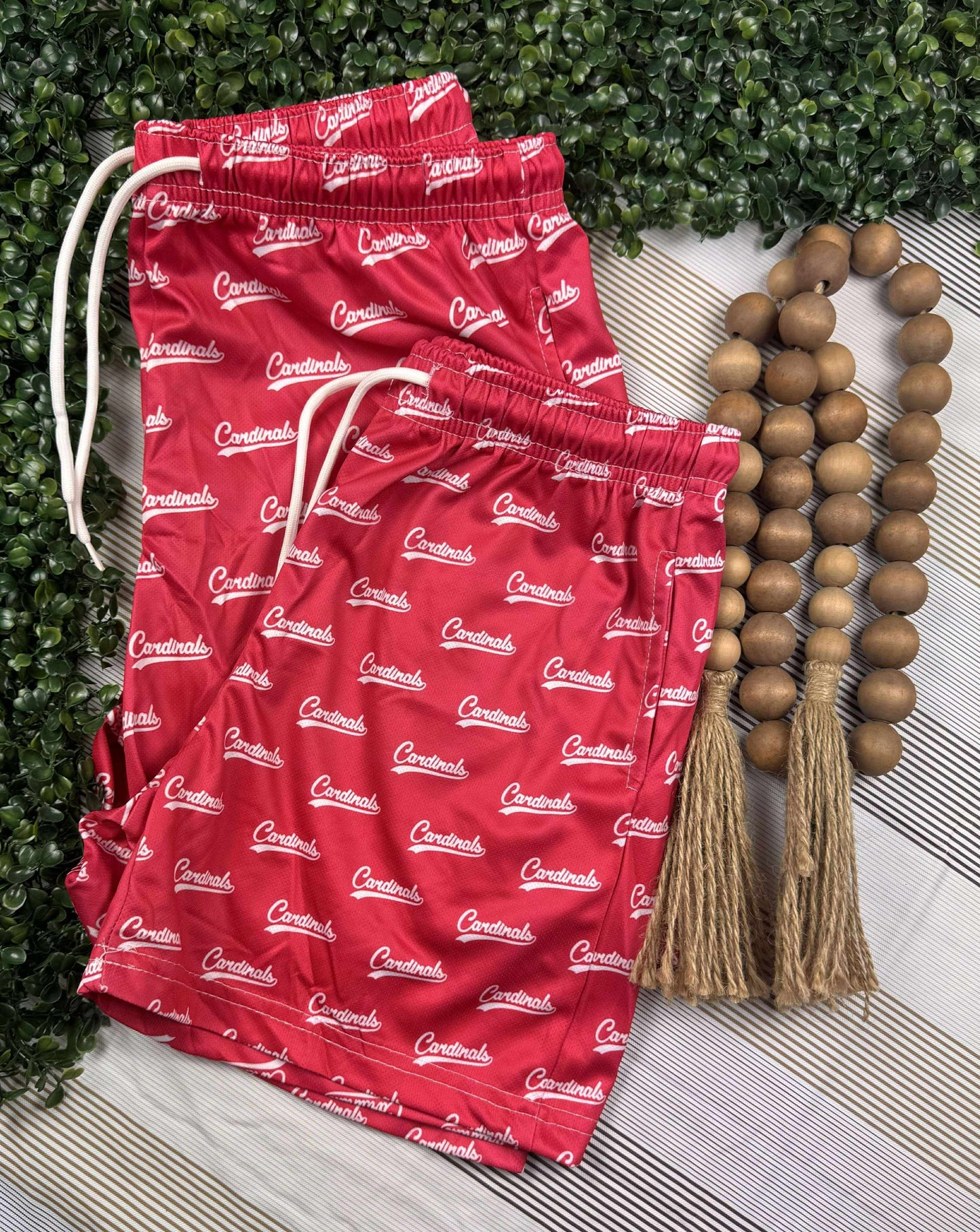 CARDINALS SHORTS (red shorts white font) IN-STORE - CRS2
