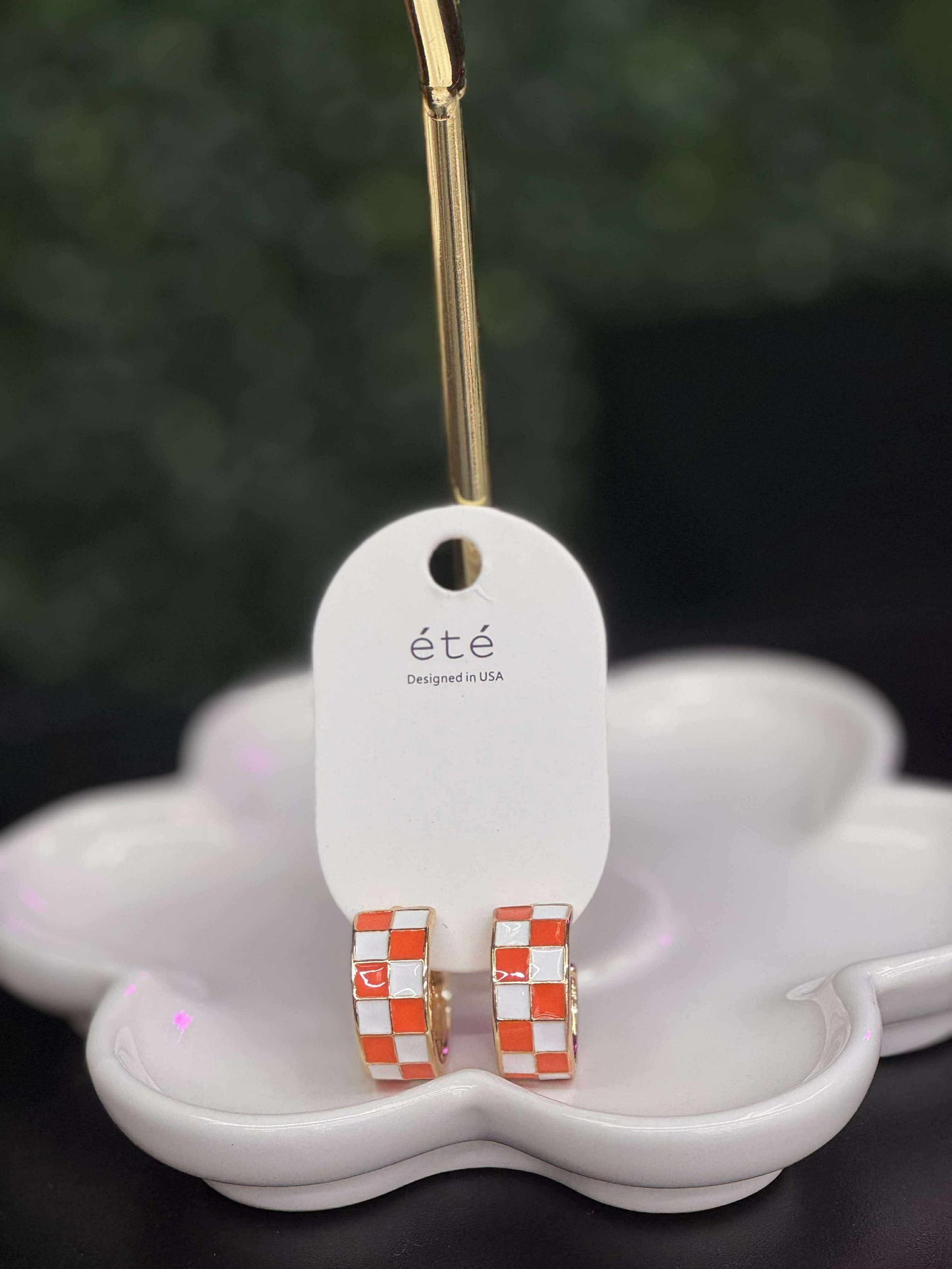 Checkered and Gold .75" Hoop Earrings eme5087