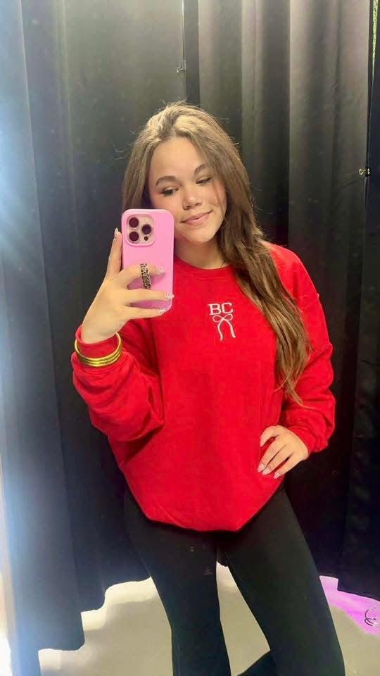 Embroidered Dainty Bow with BC- SWEATSHIRT - (Jerzee/Gildan)