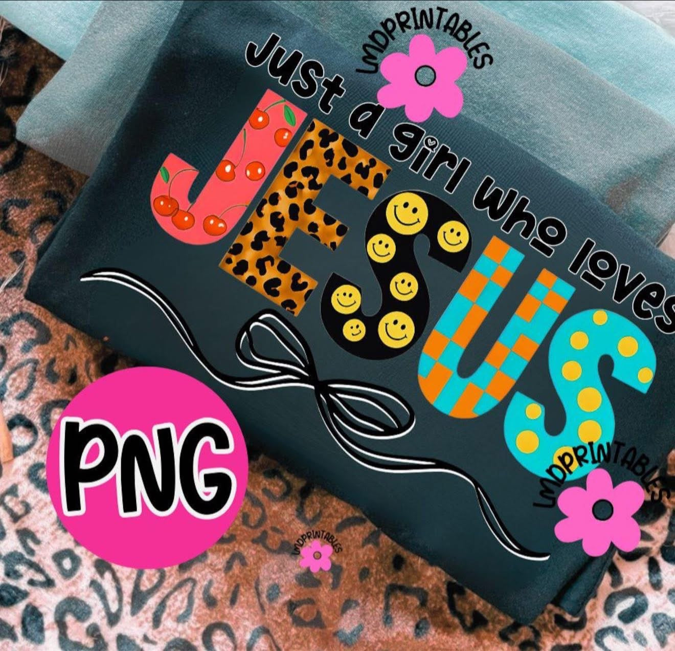 Just a Girl Who Loves Jesus with Smiley Faces - T SHIRT - (Jerzee/Gildan)