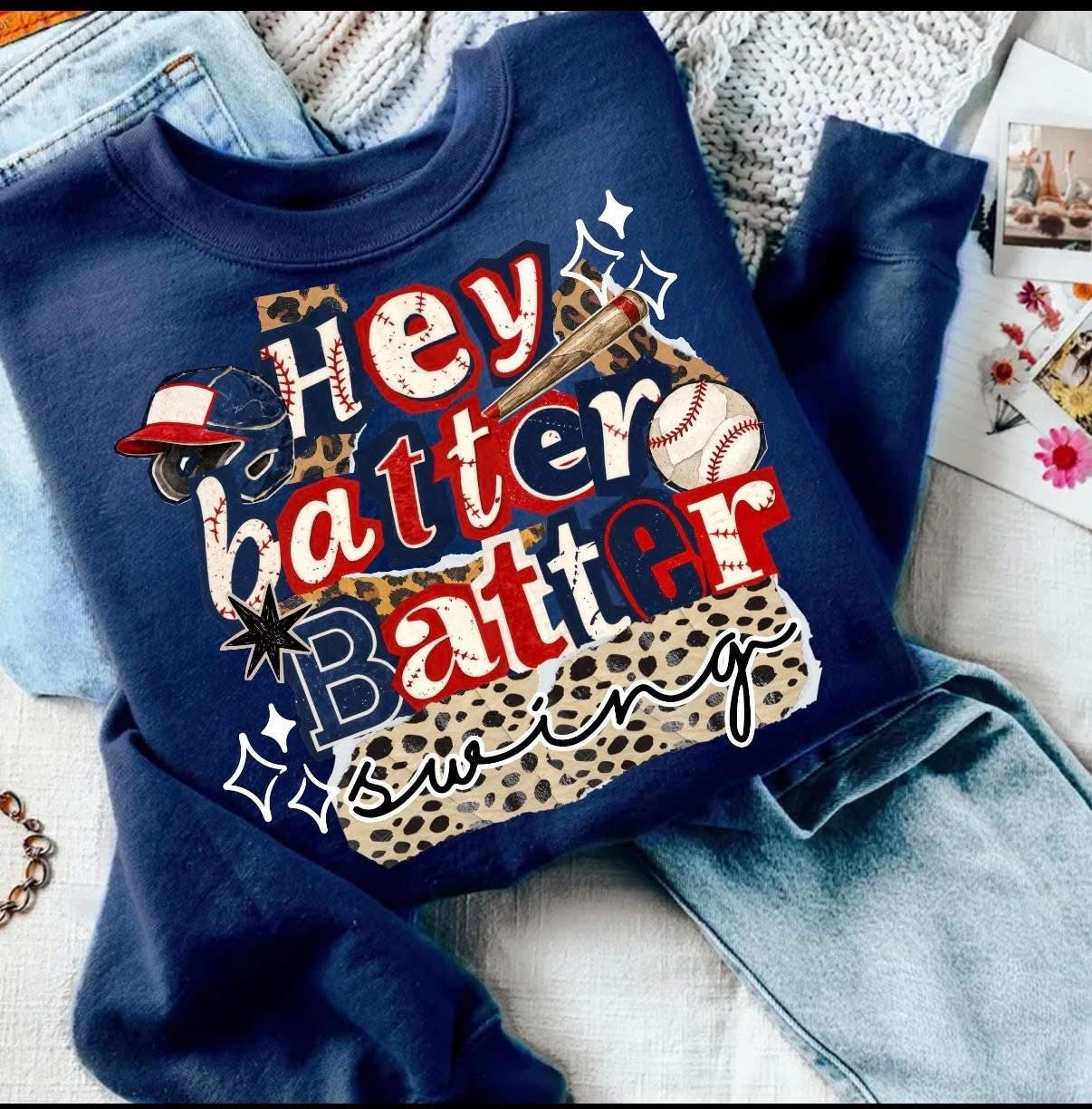 Hey Batter Batter Swing - TSHIRT- (COMFORT COLOR CROP TEE)