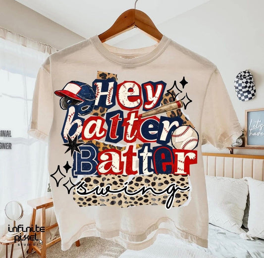 Hey Batter Batter Swing - TSHIRT- (COMFORT COLOR CROP TEE)