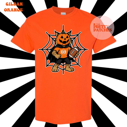 Halloween Football Orangefield Bobcat with Spider Web - T SHIRT - (Jerzee/Gildan)