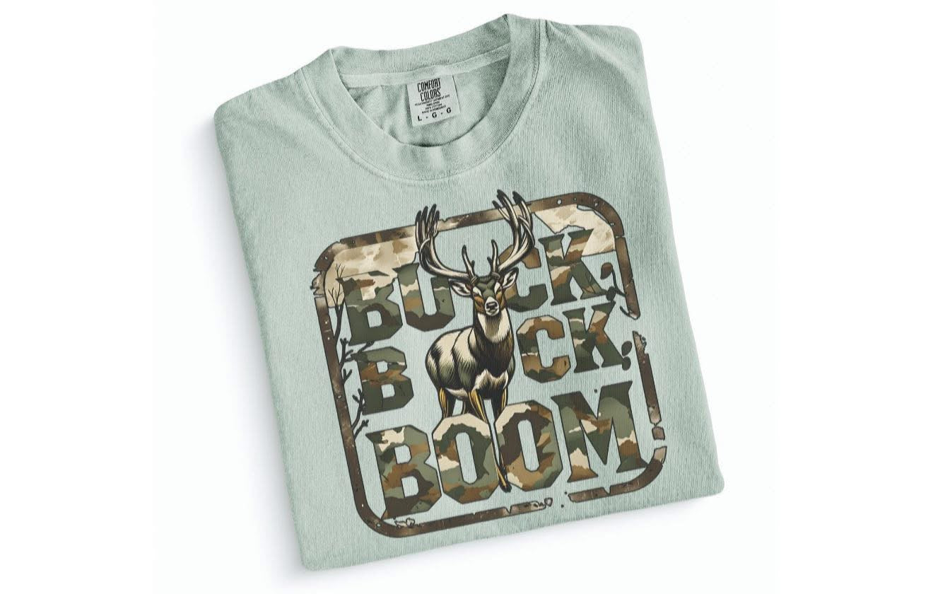 Buck Buck BOOM - T SHIRT - (Jerzee/Gildan) - FULL BACK IMAGE