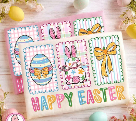 Happy Easter Stamps🩷- TSHIRT- (GILDAN/JERZEES)