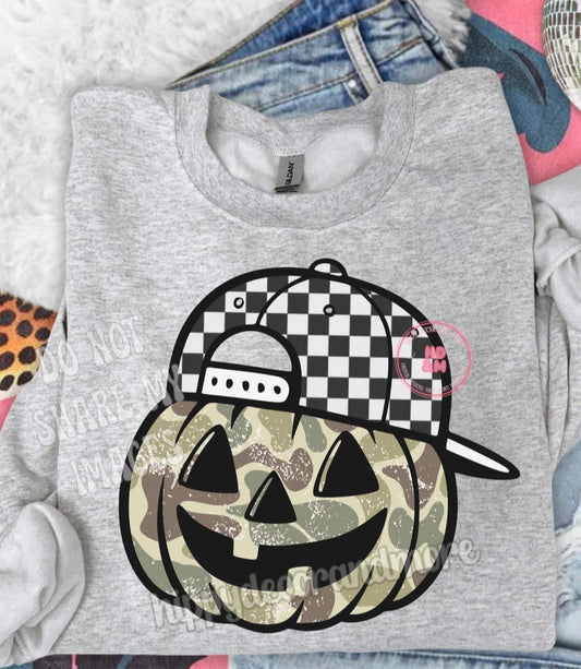 Checkered Snapback Camo Pumpkin - T SHIRT - (Jerzee/Gildan)
