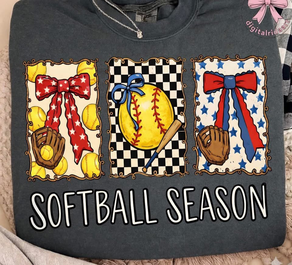 Softball Season Two Bows & Ball - TSHIRT- (DRIFIT)