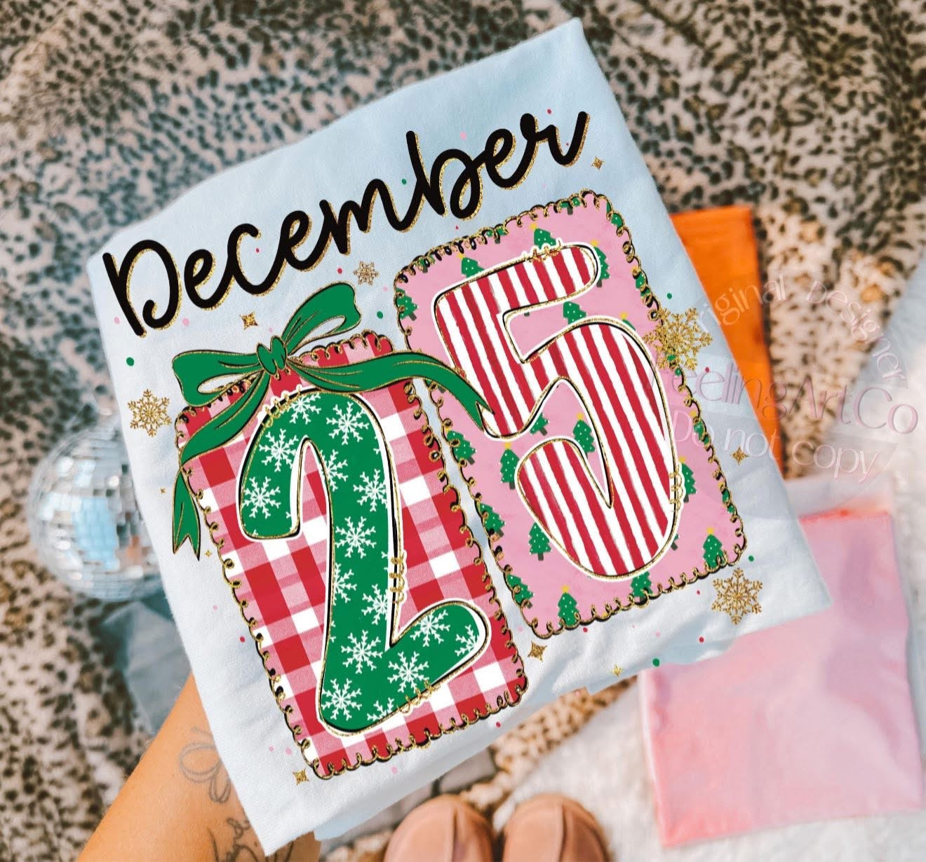 December 25 with Green Bow - T SHIRT - (Bella/Comfort Color)