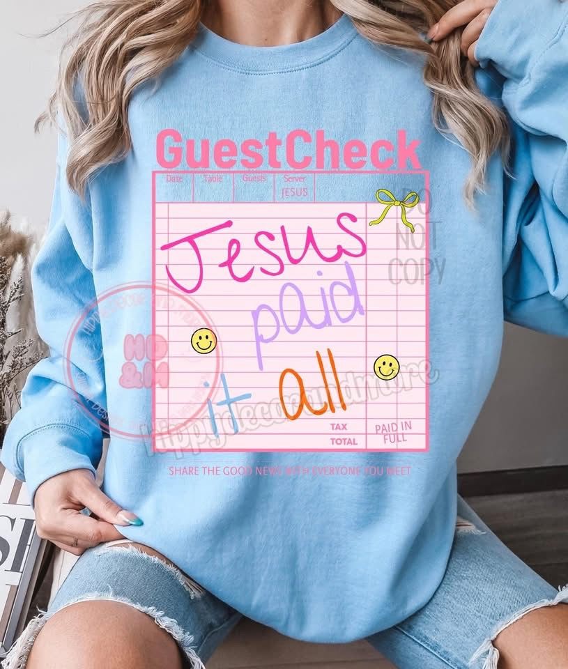 Jesus Paid It All💕🙌🏻 - T SHIRT - (COMFORT COLOR/BELLA)