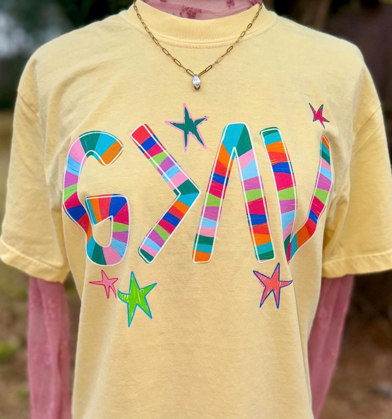 GOD IS GREATER 🩷- TSHIRT- (COMFORT COLOR/BELLA)