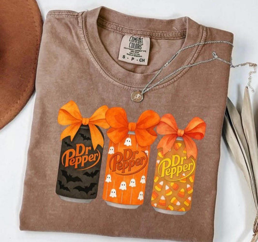 Halloween Dr. Pepper with Bats, Ghosts & Candy Corn - T SHIRT - (Bella/Comfort Color)