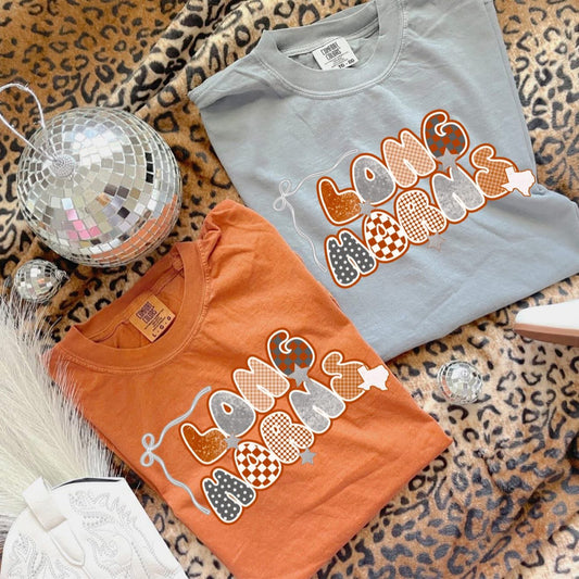 Bubble Longhorns with Dainty Bow - T SHIRT - (Jerzee/Gildan)
