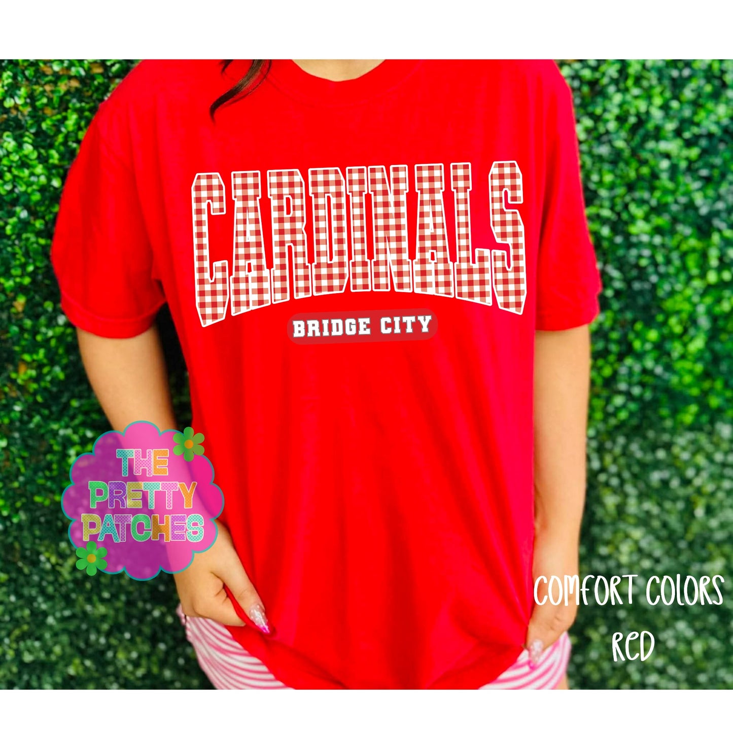 CARDINALS BRIDGE CITY GINGHAM- T SHIRT - (GILDAN/JERZEES)-060226BR