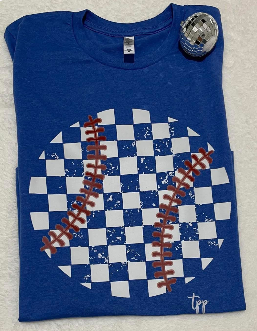 Checkered Baseball- T SHIRT - (Bella/Comfort Color)