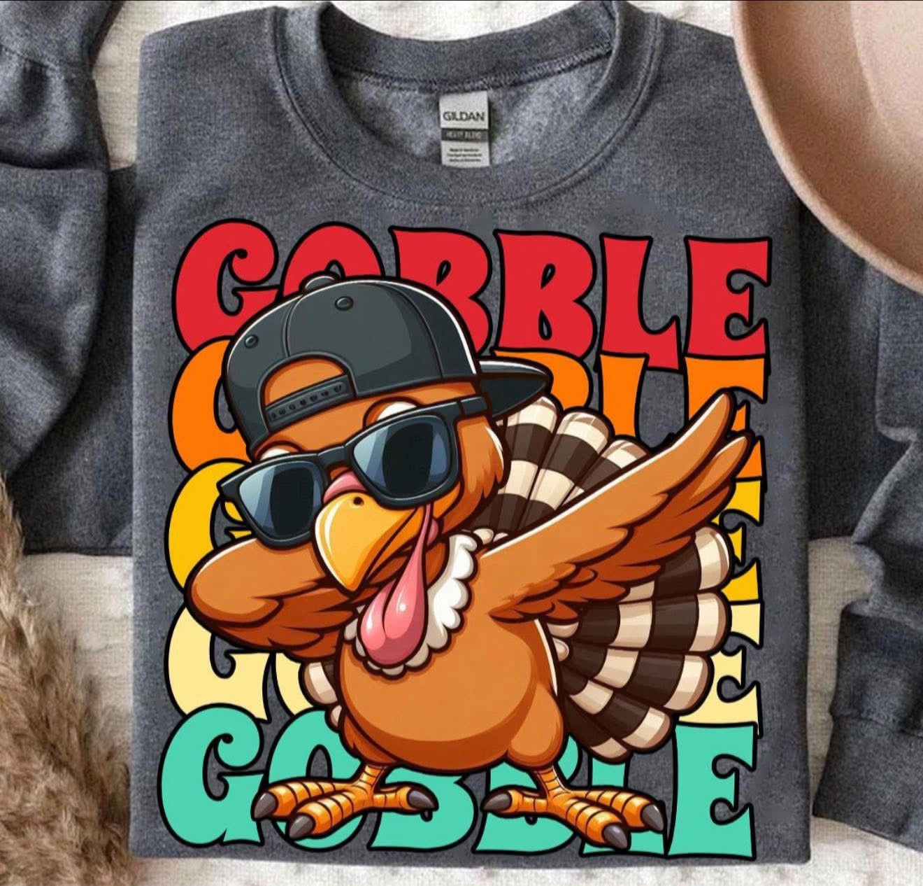 Gobble Boy Turkey with Sunglasses - T SHIRT - (Bella/Comfort Color)
