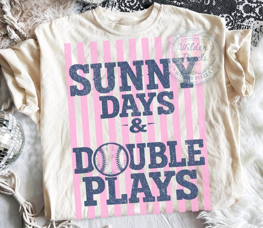 Sunny Days & Double Plays ⚾️🥎- TSHIRT- (COMFORT COLOR/BELLA)