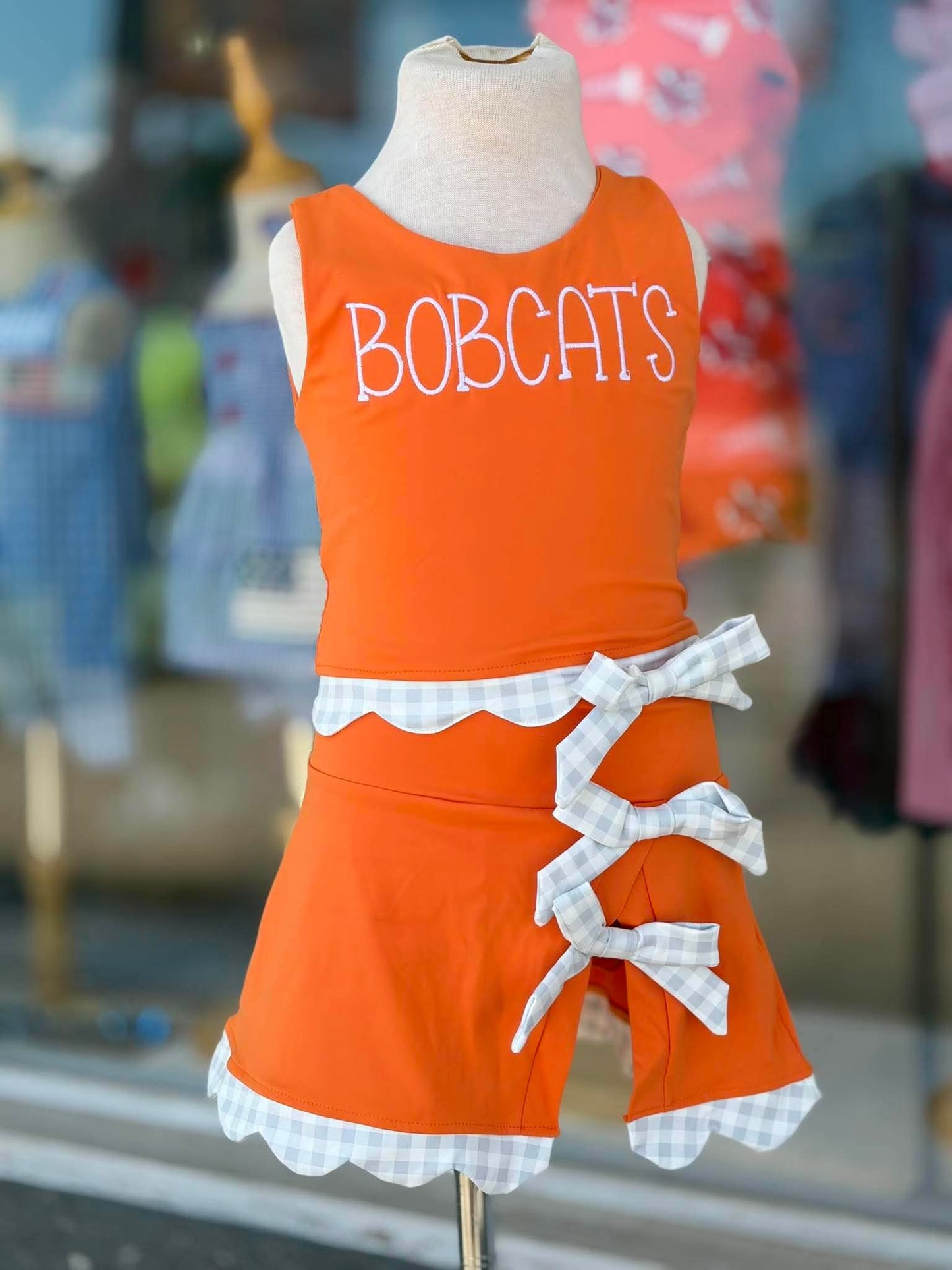 ORANGEFIELD BOBCATS GINGHAM SCALLOP ATHLETIC SKORT SET (PREORDER)