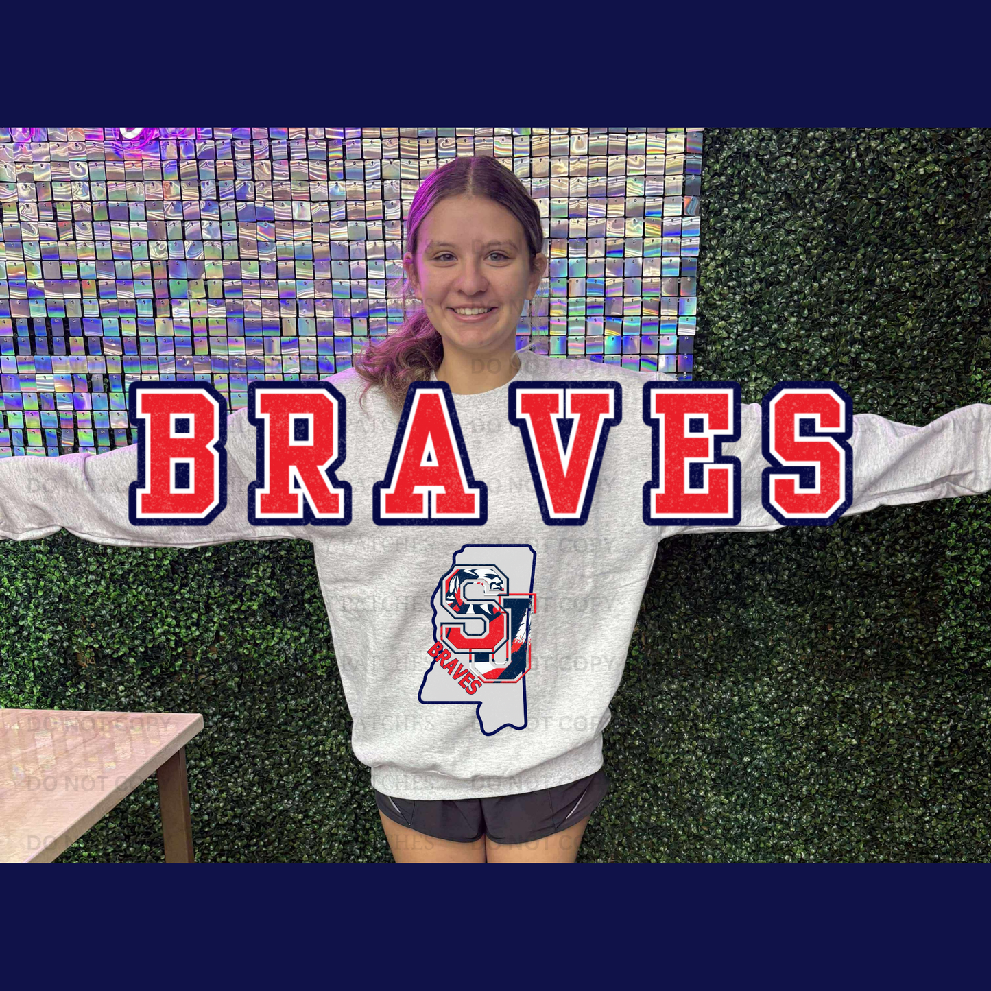 Oversized Mascot Sweatshirts with Logo - SOUTH JONES BRAVES - SWEATSHIRT - (Jerzee/Gildan)