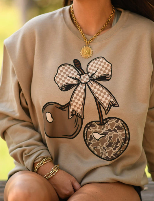 Camo Checkered Cherries - SWEATSHIRT - (Gildan/Jerzee)