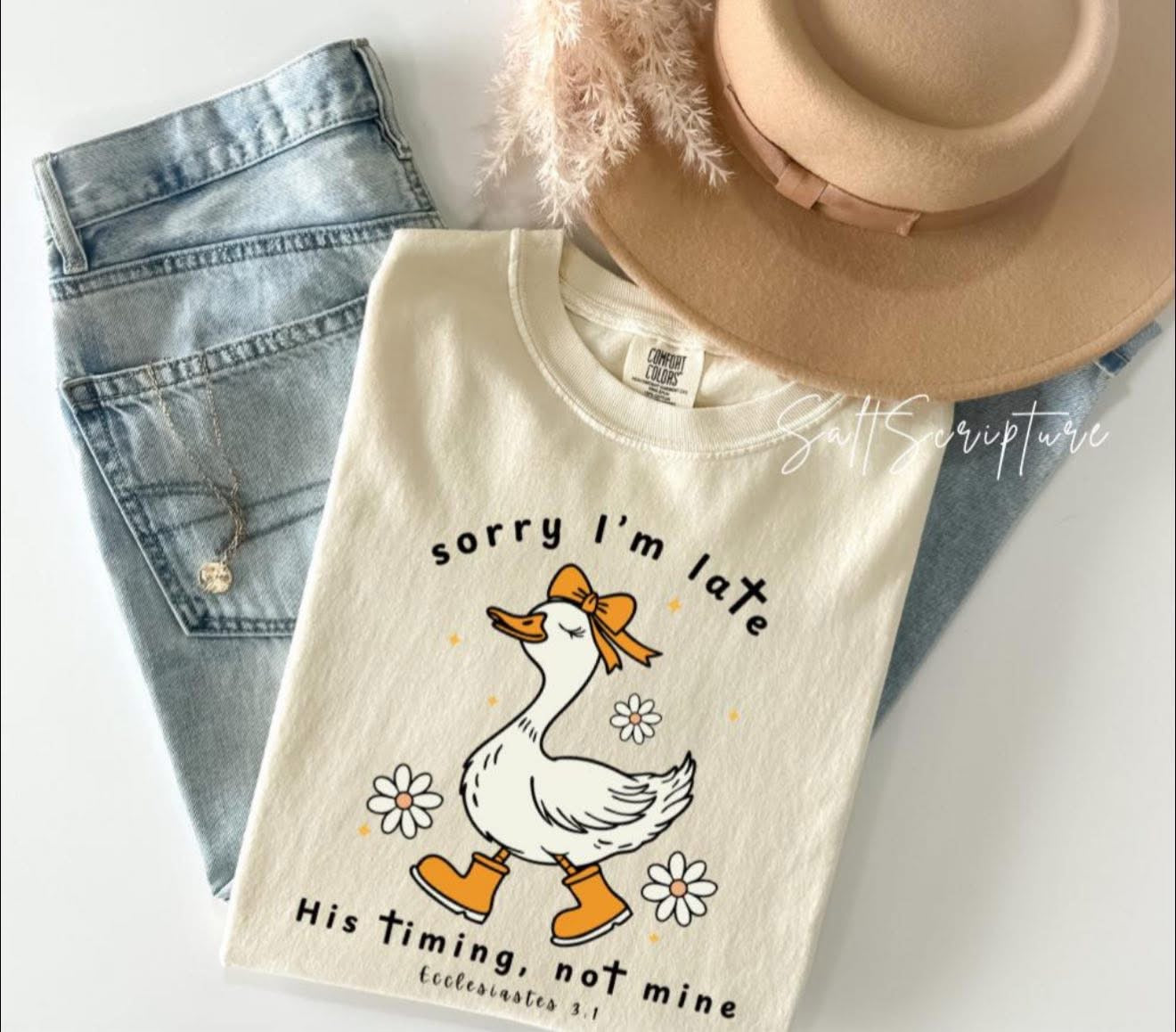 His Timing Not Mine Goose - T SHIRT - (Jerzee/Gildan)