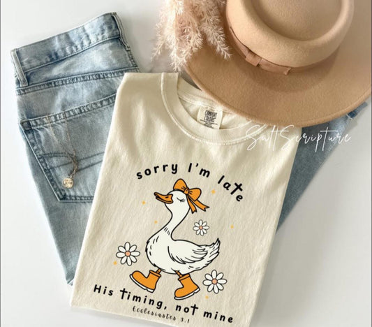 His Timing Not Mine Goose - T SHIRT - (Comfort Color)