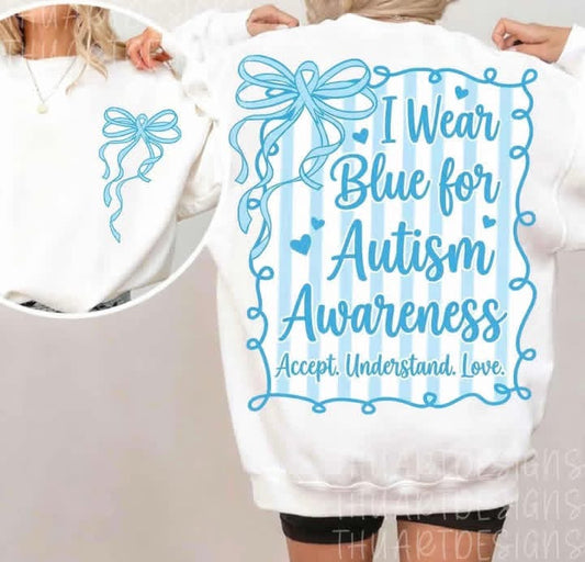 I Wear Blue Front & Back image-LONGSLEEVE- (GILDAN/JERZEE)