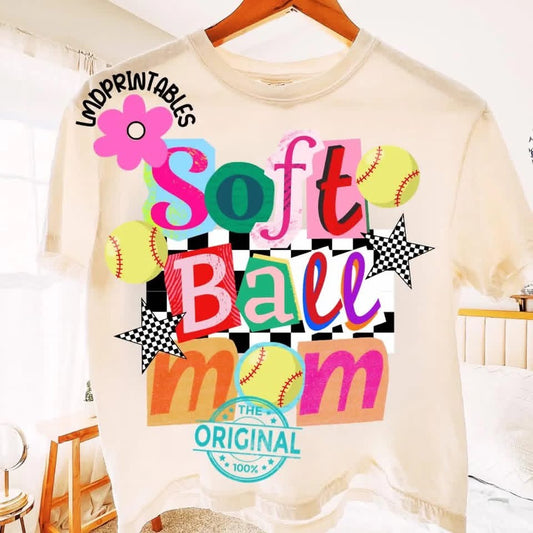 Softball Mom🥎- T SHIRT - (COMFORT COLOR/BELLA)