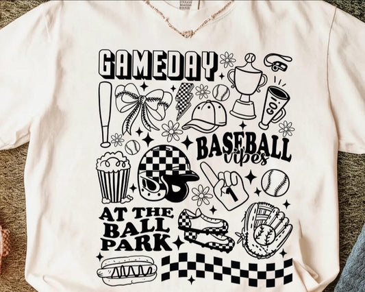 Gameday At the Park Baseball Collage - T SHIRT - (Bella/Color Comfort)