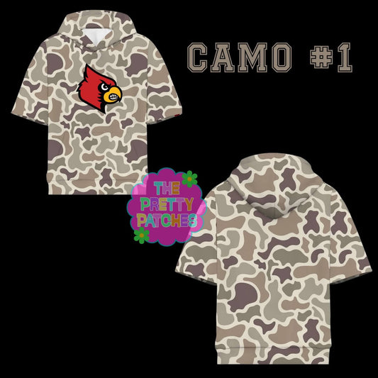 Camo Hooded Tees (BRIDGE CITY CARDINALS HEAD LOGO) YOUTH - PREORDER