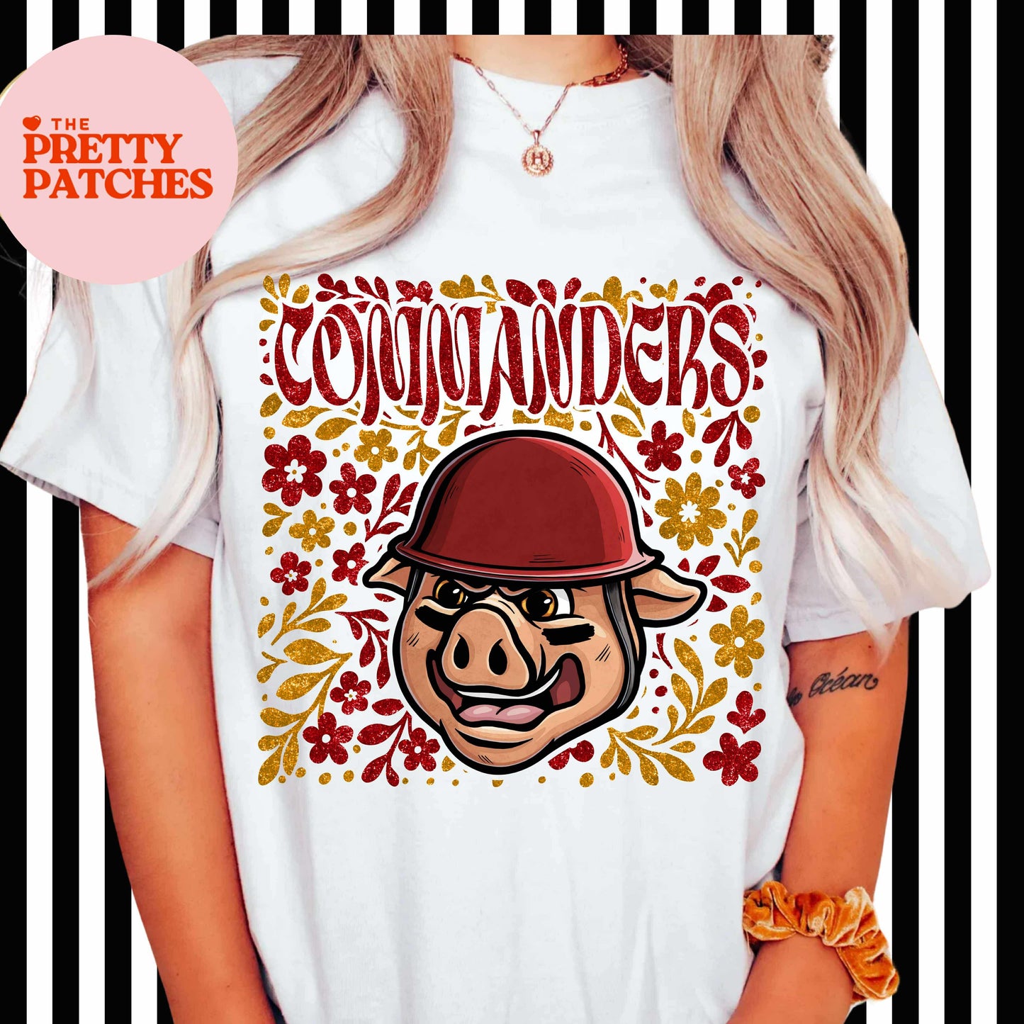 Commanders Football Floral - T SHIRT - (Jerzee/Gildan)