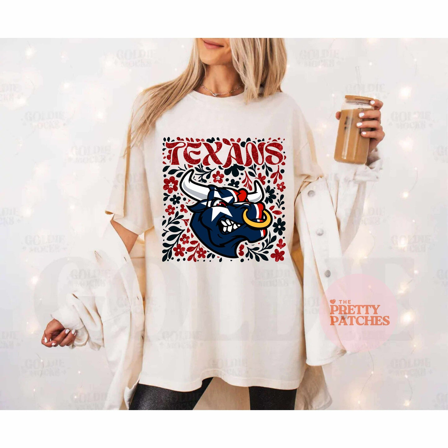 Texans Football Floral - T SHIRT - (Jerzee/Gildan)