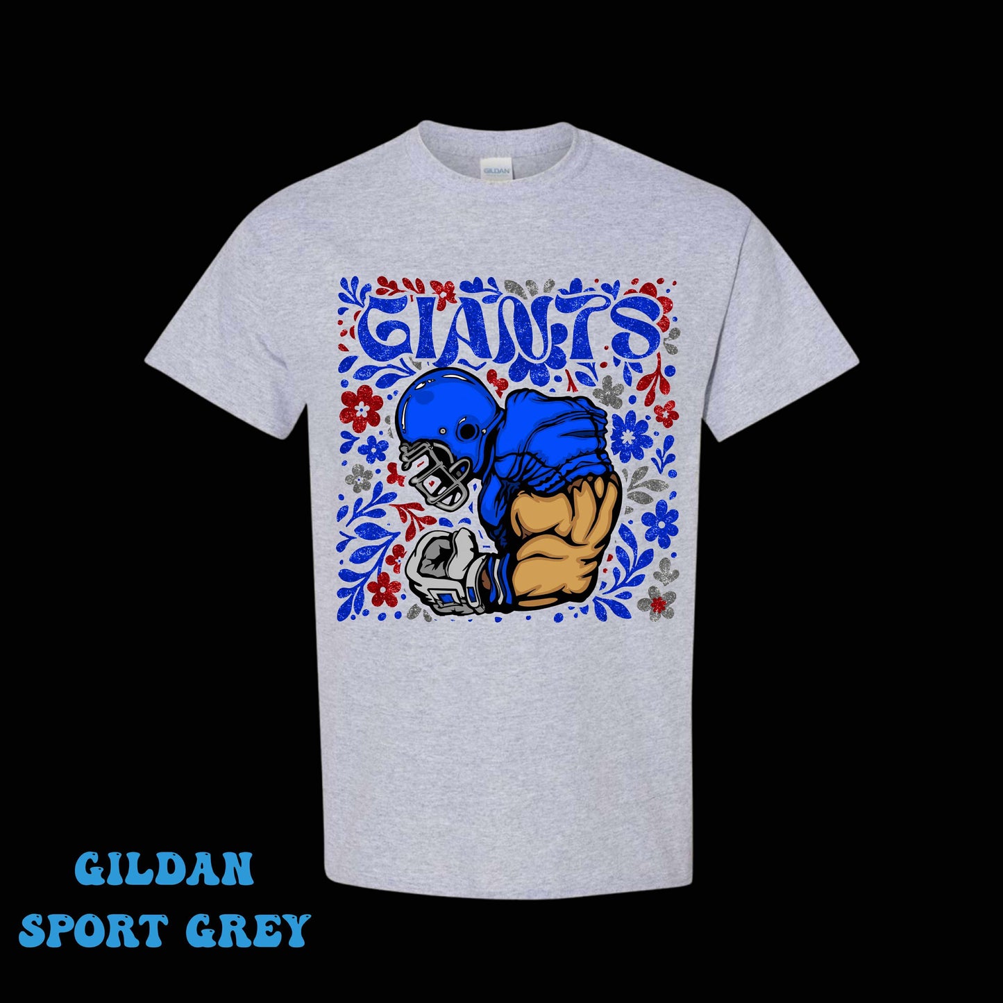 Giants Football Floral - T SHIRT - (Jerzee/Gildan)