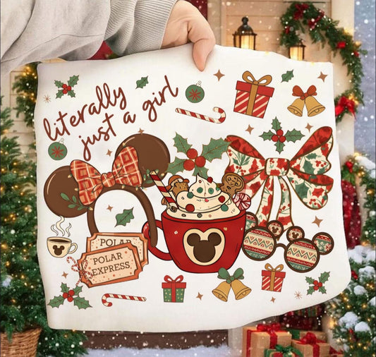 Mickey Literally Just a Girl Christmas - T SHIRT - (Comfort Color)