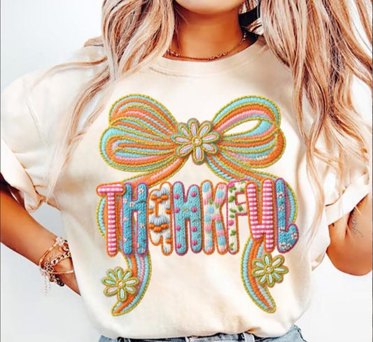 Faux Yarn - Thankful - T SHIRT - (Bella/Comfort Color) (LONGSLEEVE)