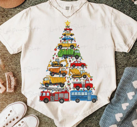 Car Themed Christmas Tree - T SHIRT - (Gildan/Jerzee)