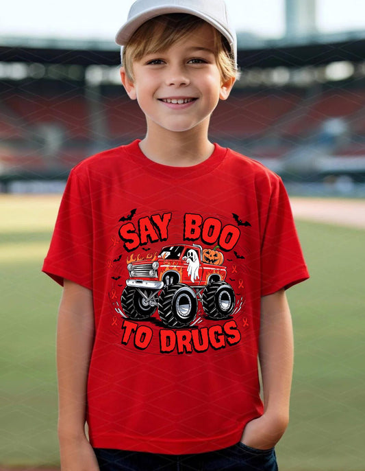 Say Boo to Drugs with Monster Truck - T SHIRT - (Jerzee/Gildan)