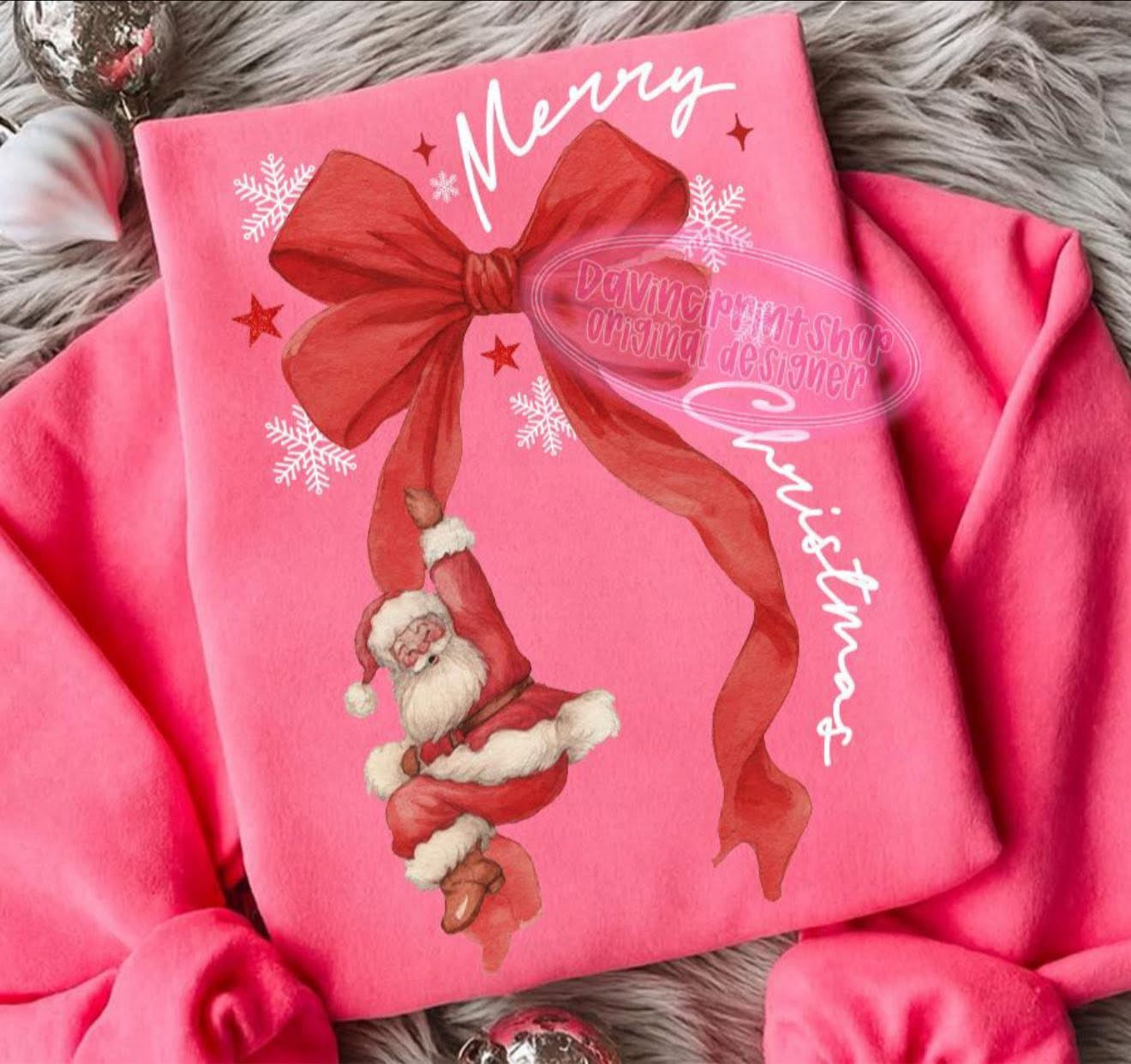 Santa on A Bow - LONGSLEEVE - (Jerzee/Gildan)