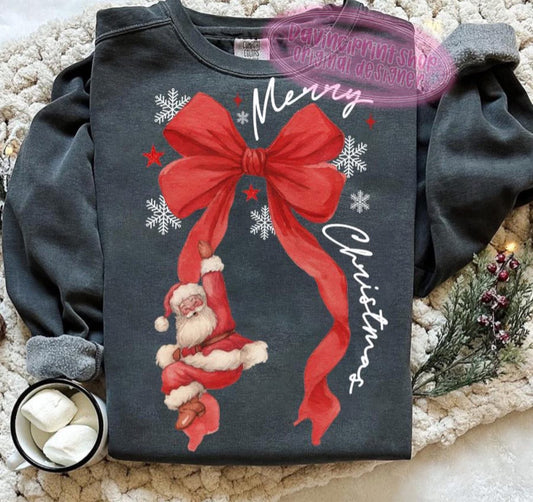 Santa on A Bow - LONGSLEEVE - (Jerzee/Gildan)